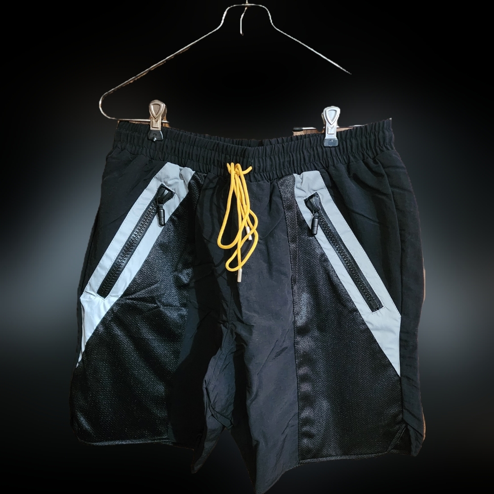 Rhude Black and Gray Joggers with Gold Drawstring